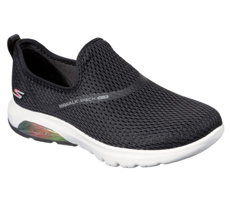 Skechers Dam Svarta/Vita Slip On - Gowalk Air - Twirl - Sverige (AJBOK-0439)